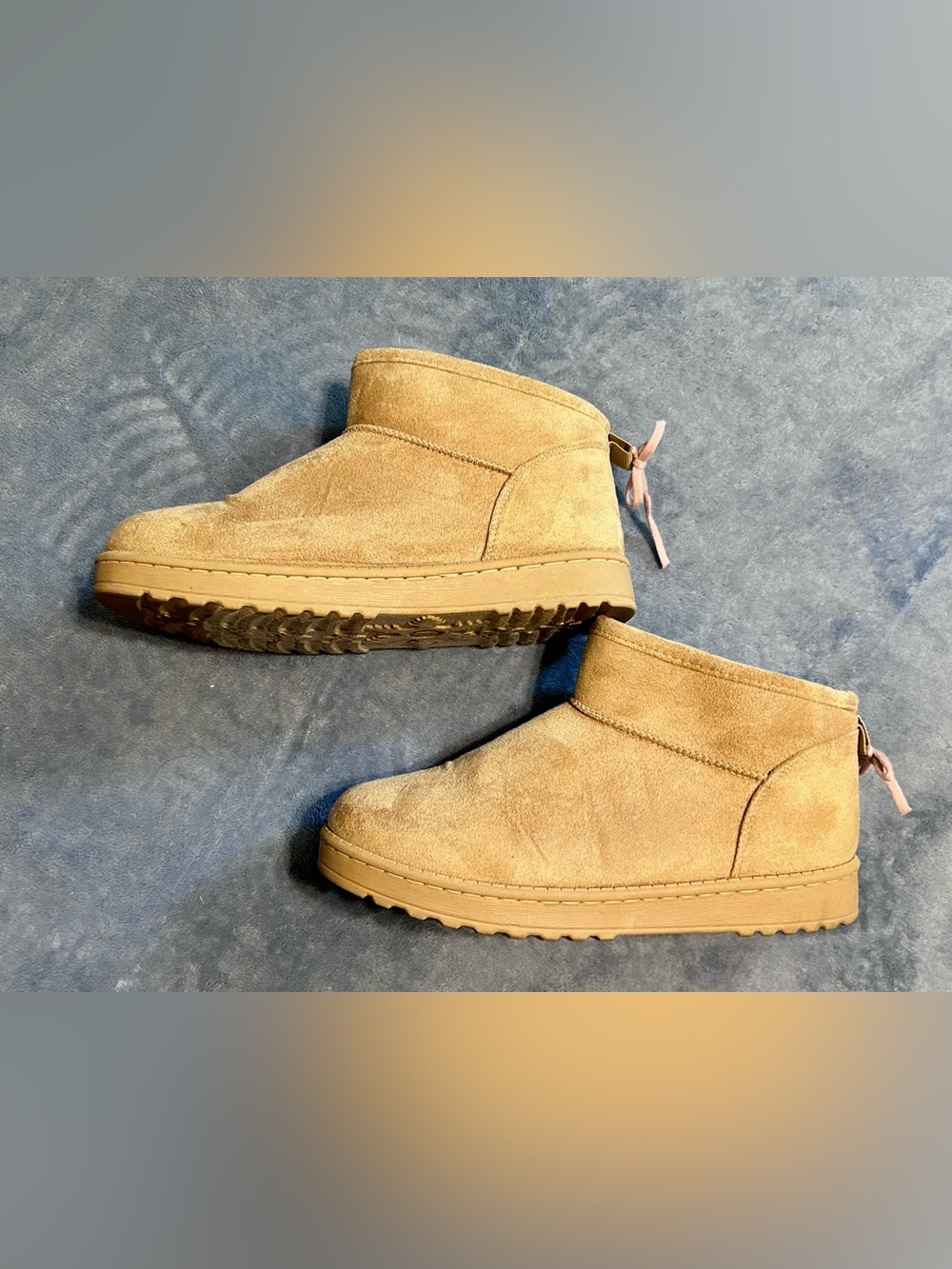 Suede Ankle Booties in Tan - Cozy Slip-On Style
